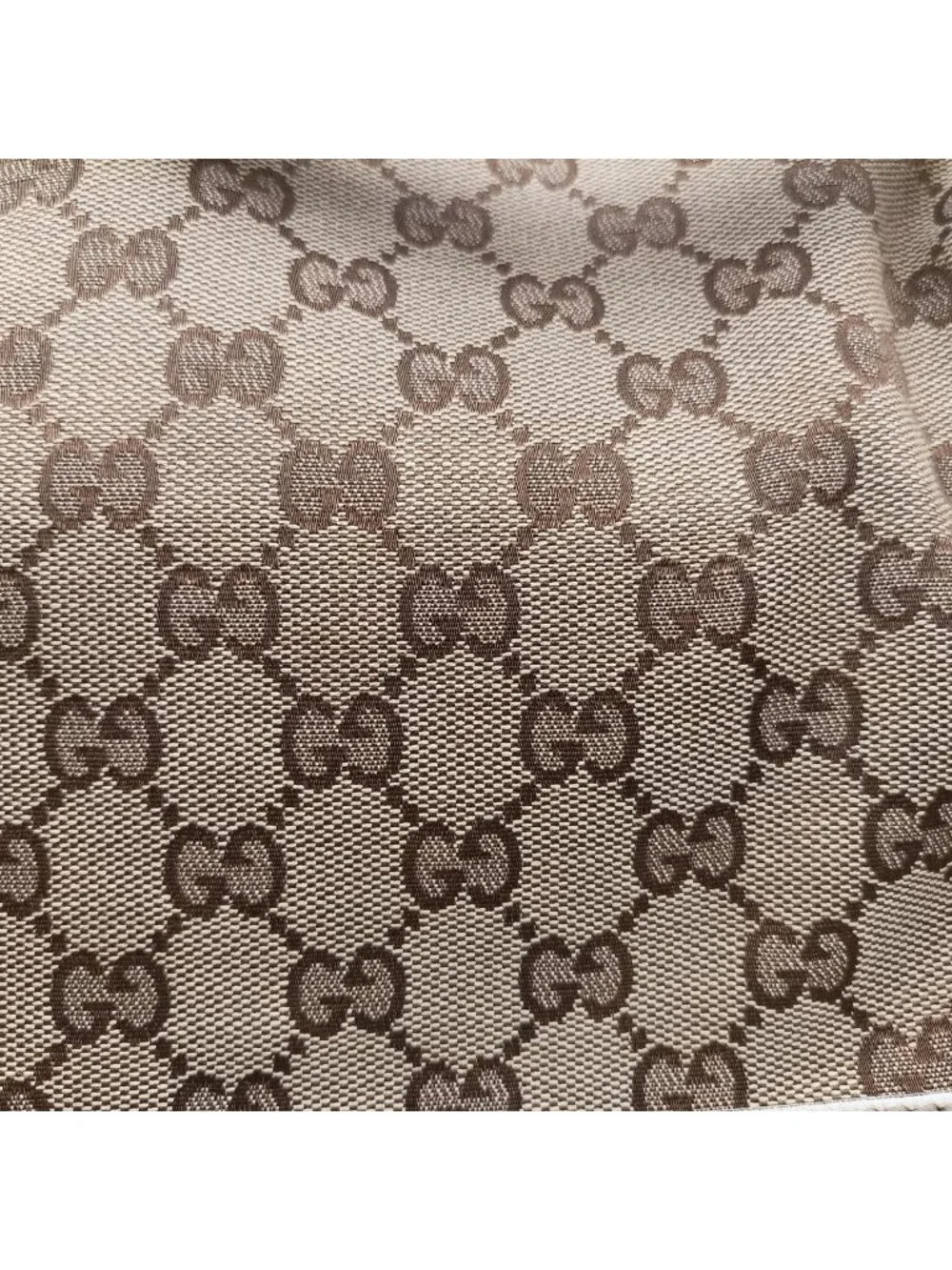 Gucci Bamboo Beige White Canvas Leather Shoulder Bag